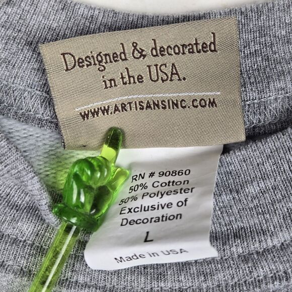 Vtg Artisans Kittens Mittens Pockets Sweatshirt Girls Sz L Gray Winter Snowflake - Picture 4 of 5